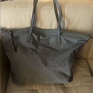 Rebecca Minkoff large nylon zipper commuter tote grey grey dye wash